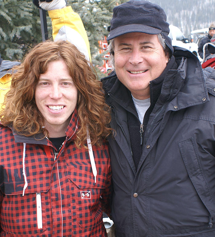 Shaun White pictured with Tommy Cheatham on location during a production